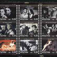Abkhazia 1999 Movies from the 1940's perf sheetlet containing 9 values unmounted mint (Burt Lancaster, Henry Fonda, Orson Wells, etc)