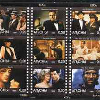 Abkhazia 1999 Movies from the 1970's perf sheetlet containing 9 values unmounted mint (Connery, 007, Marlon Brando, Bruce Lee, etc)