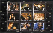 Abkhazia 1999 Movies from the 1970's perf sheetlet containing 9 values unmounted mint (Connery, 007, Marlon Brando, Bruce Lee, etc)