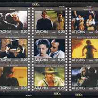 Abkhazia 1999 Movies from the 1980's perf sheetlet containing 9 values unmounted mint (Batman, Sci-Fi, Harrison Ford, etc)