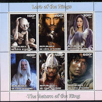 Ivory Coast 2004 The Lord of the Rings - The Return of the King perf sheetlet containing set of 6 values unmounted mint