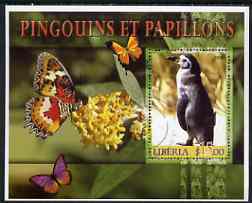 Liberia 2006 Penguins & Butterflies #1 perf m/sheet cto used