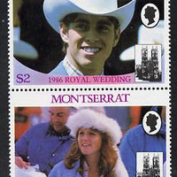 Montserrat 1986 Royal Wedding $2 se-tenant pair on watermarked paper unmounted mint, as SG 693a