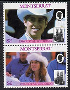 Montserrat 1986 Royal Wedding $2 se-tenant pair on watermarked paper unmounted mint, as SG 693a