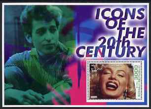 Somalia 2001 Icons of the 20th Century #01 perf s/sheet showing Marilyn Monroe with Bob Dylan in background cto used