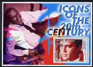 Somalia 2001 Icons of the 20th Century #05 perf s/sheet showing Elvis with Sinatra in background cto used