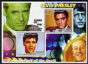 Somalia 2002 Elvis Presley 25th Anniversary of Death #01 perf sheetlet containing 2 values with Cary Grant, Walt Disney & Bill Gates in background cto used