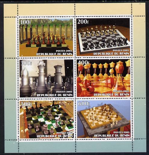Benin 2003 Chess perf sheetlet containing set of 6 values unmounted mint. Note this item is privately produced and is offered purely on its thematic appeal