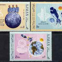 Ajman 1969 First Man on the Moon (2) perf set of 3 unmounted mint, Mi 466-68