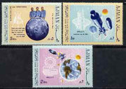 Ajman 1969 First Man on the Moon (2) perf set of 3 unmounted mint, Mi 466-68