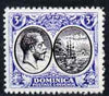 Dominica 1923-33 KG5 Badge 3d black & blue with centre reversed being a 'Hialeah' forgery on gummed paper (as SG 79var)