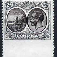 Dominica 1923-33 KG5 Badge 2d black & grey imperf between stamp and margin being a 'Hialeah' forgery on gummed paper (as SG 76var)