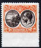 Dominica 1923-33 KG5 Badge 2.5d black & orange-yellow imperf between stamp and margin being a 'Hialeah' forgery on gummed paper (as SG 77var)