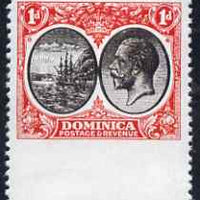Dominica 1923-33 KG5 Badge 1d black & scarlet imperf between stamp and margin being a 'Hialeah' forgery on gummed paper (as SG 73var)