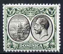Dominica 1923-33 KG5 Badge 1/2d black & green being a 'Hialeah' forgery on gummed paper (as SG 71)