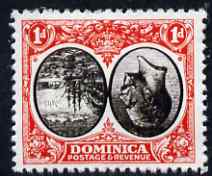 Dominica 1923-33 KG5 Badge 1d black & scarlet with centre inverted and reversed being a 'Hialeah' forgery on gummed paper (as SG 73var)