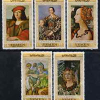 Yemen - Republic 1967 Paintings (Florentine Masters gold borders) perf set of 5 unmounted mint, Mi 592-96A