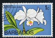 Barbados 1974-77 Cattleya gaskelliana alba 1c Orchid fine cds used SG 485