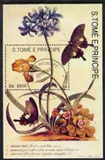 St Thomas & Prince Islands 1993 Butterflies & Flowers perf m/sheet fine cto used,