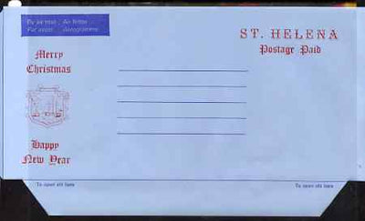 St Helena Postage paid 'Christmas' airletter sheet unused, folded along fold lines