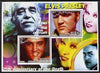 Somalia 2002 Elvis Presley 25th Anniversary of Death #03 perf sheetlet containing 2 values with Gabriel Garcia Marquez, Mae West & Charlie Chaplin in background fine cto used