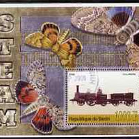 Benin 2006 Early Steam Locos #2 (Columbine) perf m/sheet with Butterflies in background fine cto used
