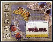 Benin 2006 Early Steam Locos #2 (Columbine) perf m/sheet with Butterflies in background fine cto used