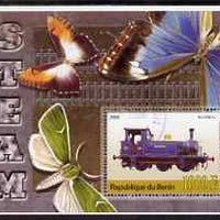 Benin 2006 Early Steam Locos #3 (Bluebell) perf m/sheet with Butterflies in background fine cto used