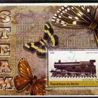 Benin 2006 Early Steam Locos #4 (Lady of Lynn) perf m/sheet with Butterflies in background fine cto used