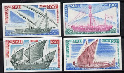 Mali 1976 Ships imperf set of 4 (Lightship, Chinese Junk, Fishing Boat, Felucca) unmounted mint as SG 563-66