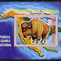 Equatorial Guinea 1977 North American Animals (Buffalo) perf m/sheet, slight gum disturbance from backing paper, MI BL 271