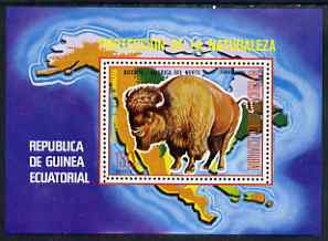 Equatorial Guinea 1977 North American Animals (Buffalo) perf m/sheet, slight gum disturbance from backing paper, MI BL 271