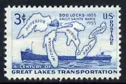 United States 1955 Centenary of Soo Locks 3c unmounted mint, SG 1071