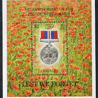 Kiribati 1997 Pacific 97 Stamp Exhibition overprinted on 1995 50th Anniversary of end of World War II perf m/sheet unmounted mint, SG MS534