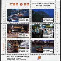 Shetland Islands 1997 Hong Kong Back to China perf sheetlet containing 6 values with Hong Kong 97 Stamp Exhibition Logo, unmounted mint
