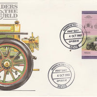 Nevis 1985 $2 Pontiac 2-door (1926) imperf se-tenant pair on illustrated cover with first day cancel (as SG 336a) very few imperfs are known on cover