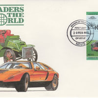 Nevis 1985 $2.50 MG Midget (1930) imperf se-tenant pair on illustrated cover with first day cancel (as SG 261a) very few imperfs are known on cover