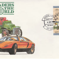 St Lucia 1984 Cars #2 (Leaders of the World) $1 Ford Model 'T' (1914) imperf se-tenant pair on illustrated cover with first day cancel (as SG 755a) very few imperfs are known on cover