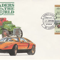 St Lucia 1984 Cars #1 (Leaders of the World) $1 Alfa Romeo (1930) imperf se-tenant pair on illustrated cover with first day cancel (as SG 707a) very few imperfs are known on cover