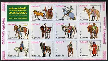 Manama 1972 Military Uniforms imperf set of 11 unmounted mint, Mi 1008-18B