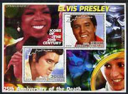 Somalia 2002 Elvis Presley 25th Anniversary of Death #02 perf sheetlet containing 2 values with Oprah Winfrey, Allen Ginsberg & Diana in background fine cto used