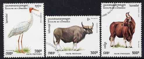 Cambodia 1995 Protected Animals complete set of 3 cto used, SG 1451-53