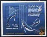 Norfolk Island 1995 Jakarta 95 Stamp Exhibition opt on Whales m/sheet unmounted mint SG MS595
