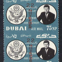 Dubai 1964 Kennedy Death Anniversary (22 Nov) 75np unmounted mint pair imperf between (as SG 133)*
