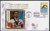 United States 1996 Atlanta Olympics 32c Swimming on illustrated Benham silk cover (British Olympic Association showing Graeme Smith) with special Atlanta cancel