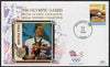 United States 1996 Atlanta Olympics 32c Swimming on illustrated Benham silk cover (British Olympic Association showing Paul Palmer) with special Atlanta cancel