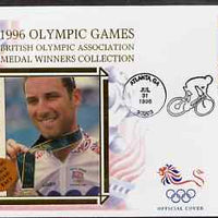 United States 1996 Atlanta Olympics 32c Men's Cycling on illustrated Benham silk cover (British Olympic Association showing Max Sciandri) with special Cycling cancel, SG 3188