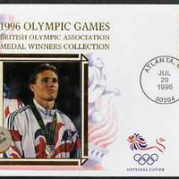 United States 1996 Atlanta Olympics 32c Men's Sprinting on illustrated Benham silk cover (British Olympic Association showing Roger Black) with special Atlanta cancel, SG 3196