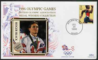 United States 1996 Atlanta Olympics 32c Men's Sprinting on illustrated Benham silk cover (British Olympic Association showing Roger Black) with special Atlanta cancel, SG 3196