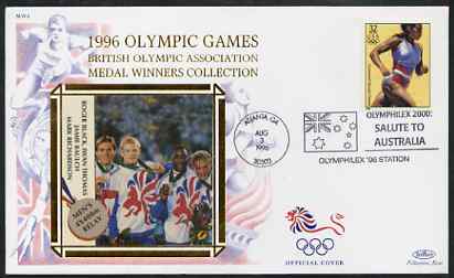 United States 1996 Atlanta Olympics 32c Women's Running on illustrated Benham silk cover (British Olympic Association showing Men's 4 x 400 Relay Team) with special Atlanta cancel, SG 3186